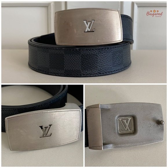Authentic Louis Vuitton Black Damier Graphite Suntulle LV CUT Buckle Belt 85/34 - Picture 2 of 13